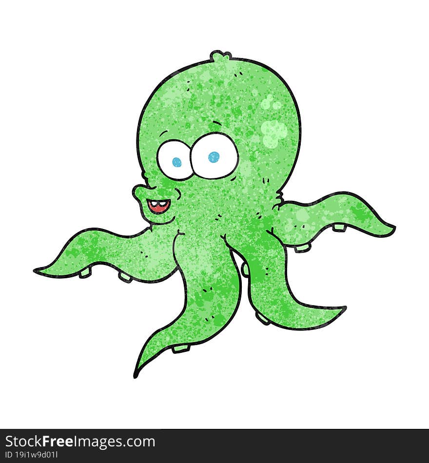 freehand textured cartoon octopus