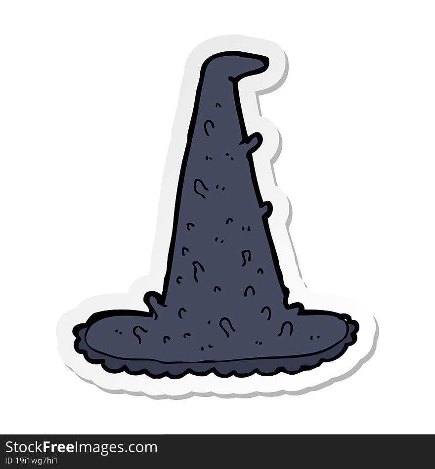 sticker of a cartoon spooky witch hat