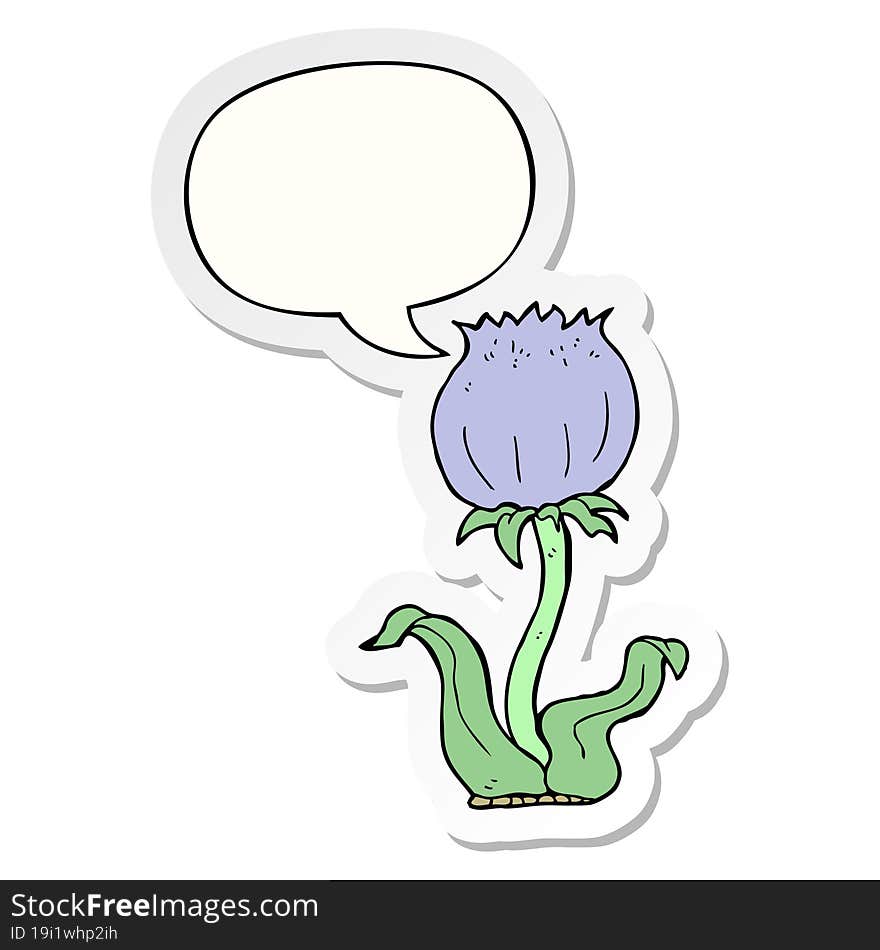 Cartoon Wild Flower And Speech Bubble Sticker