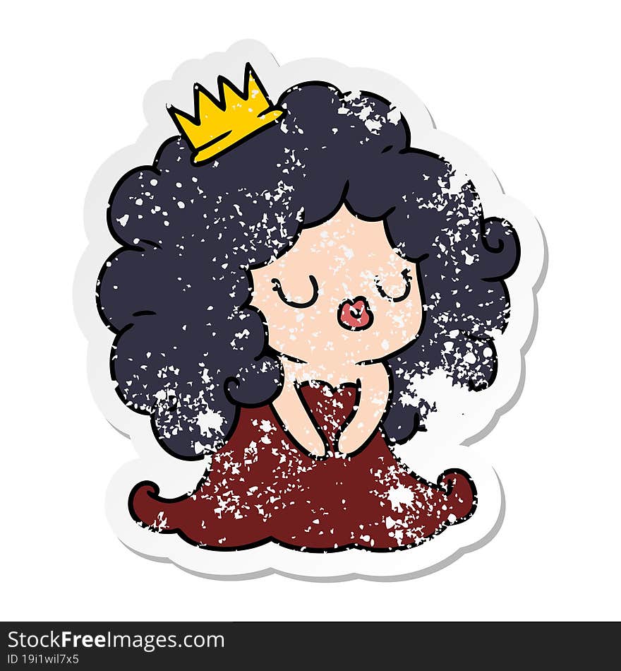 Distressed Sticker Cartoon Of Cute Kawaii Girl