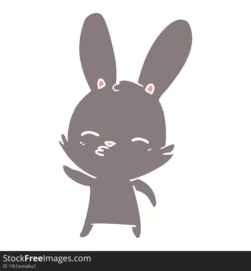 curious bunny flat color style cartoon