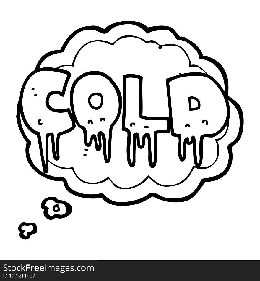 thought bubble cartoon word cold