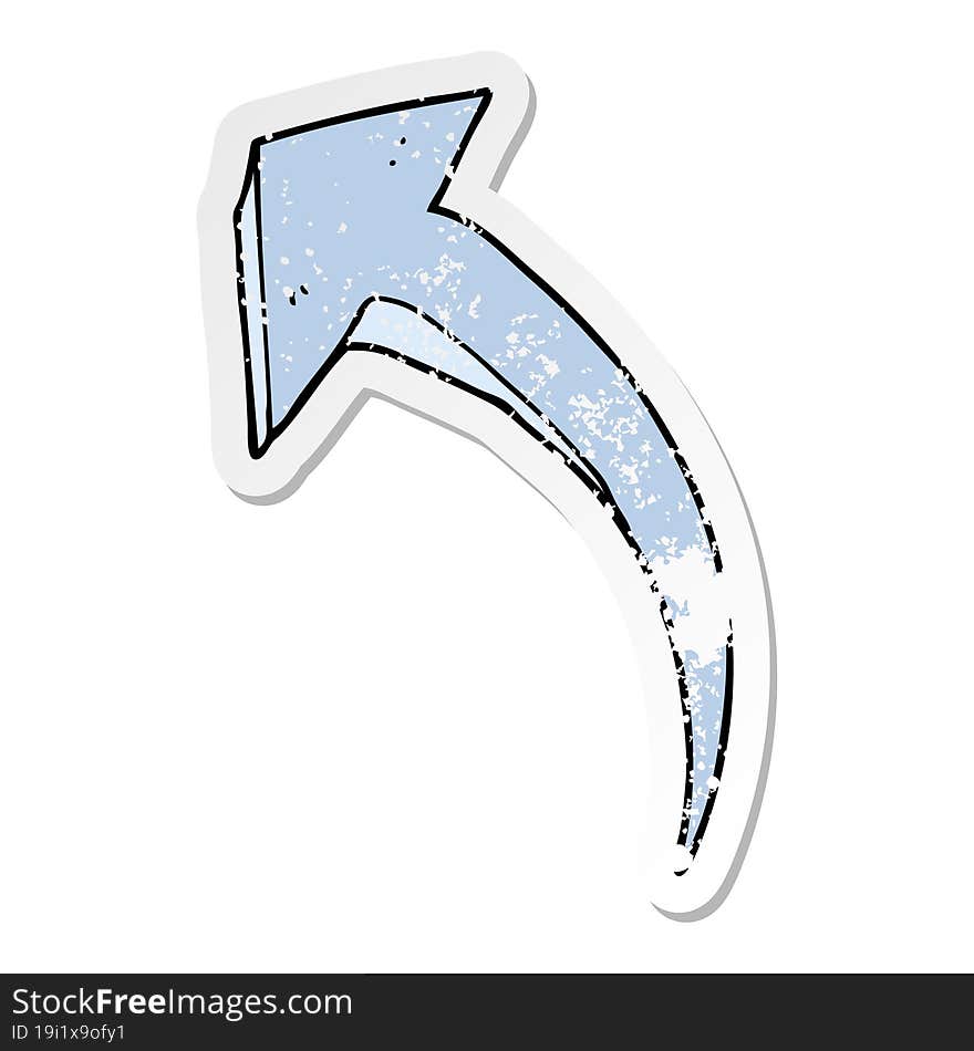 Distressed Sticker Of A Cartoon Arrow