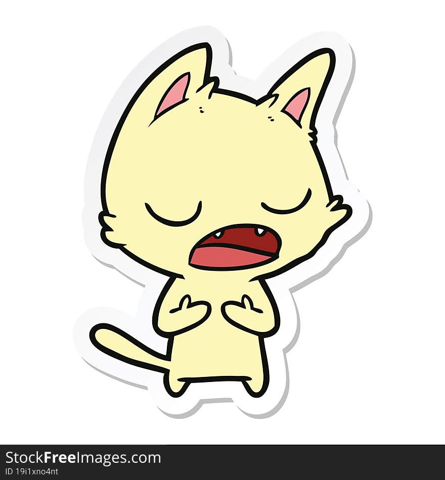 sticker of a talking cat cartoon