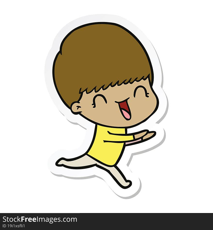 Sticker Of A Happy Cartoon Boy