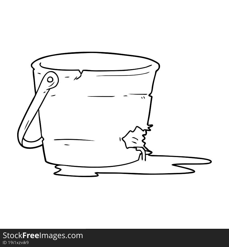 broken bucket cartoon. broken bucket cartoon