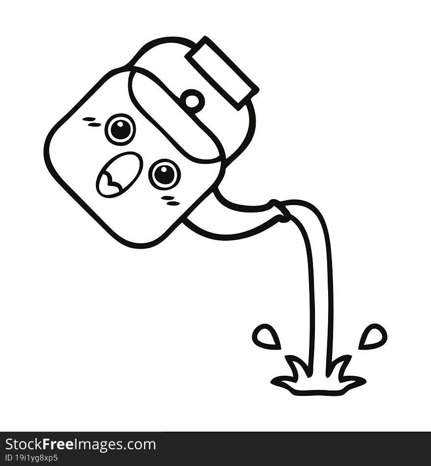 line drawing cartoon pouring kettle