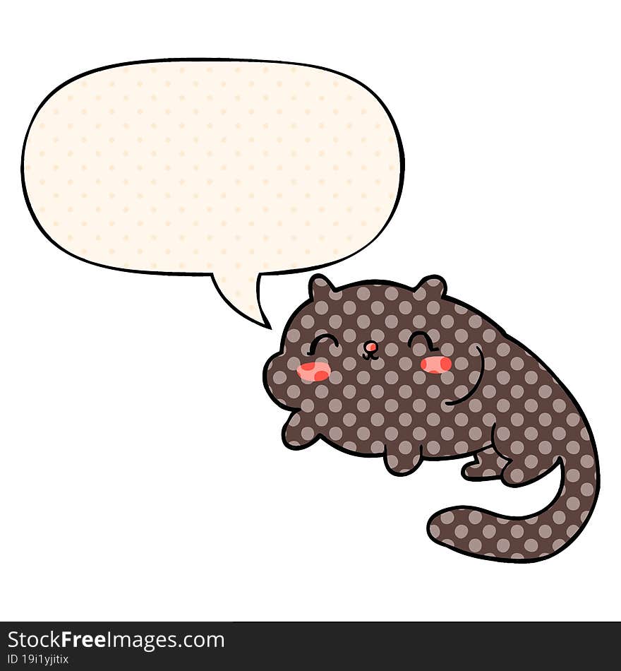 cartoon cat with speech bubble in comic book style