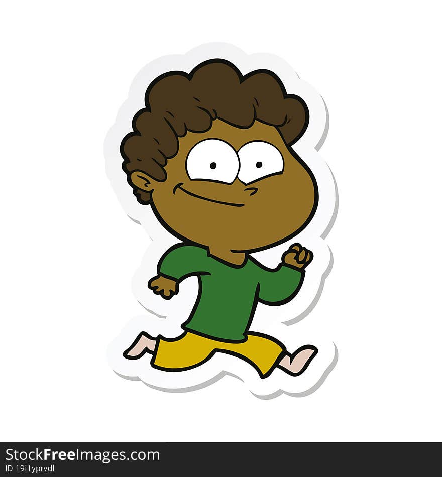 sticker of a cartoon happy man