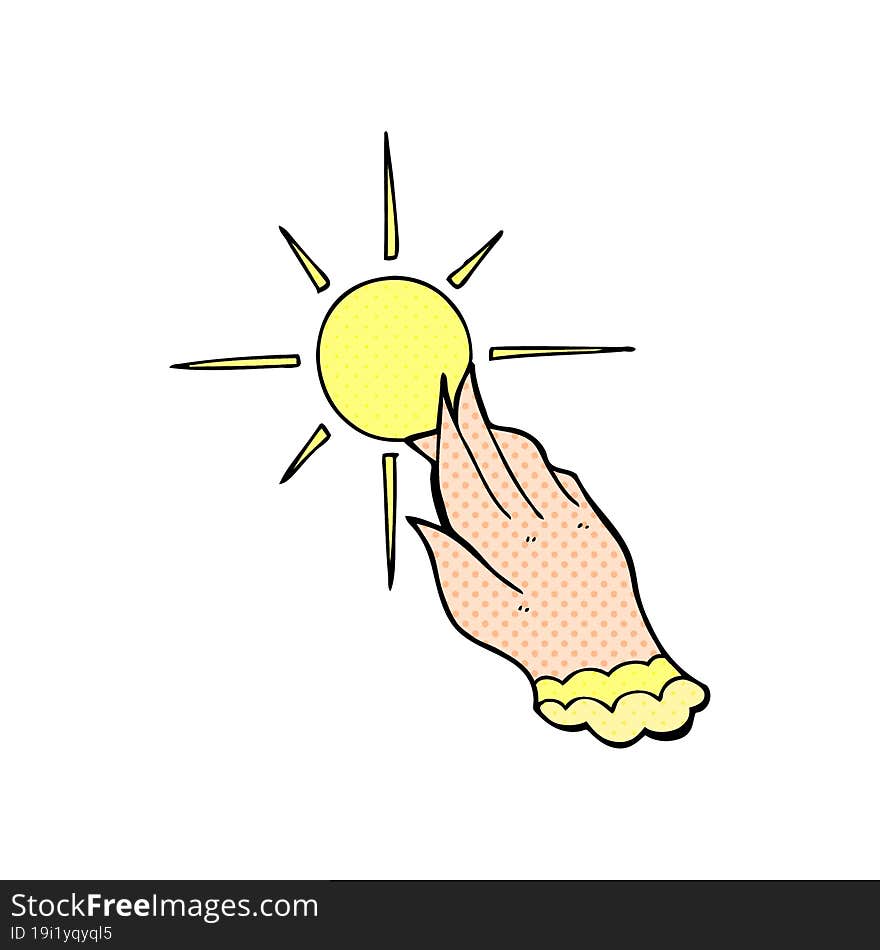 cartoon hand reaching for sun