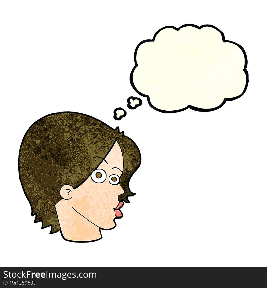 Cartoon Female Face With Thought Bubble