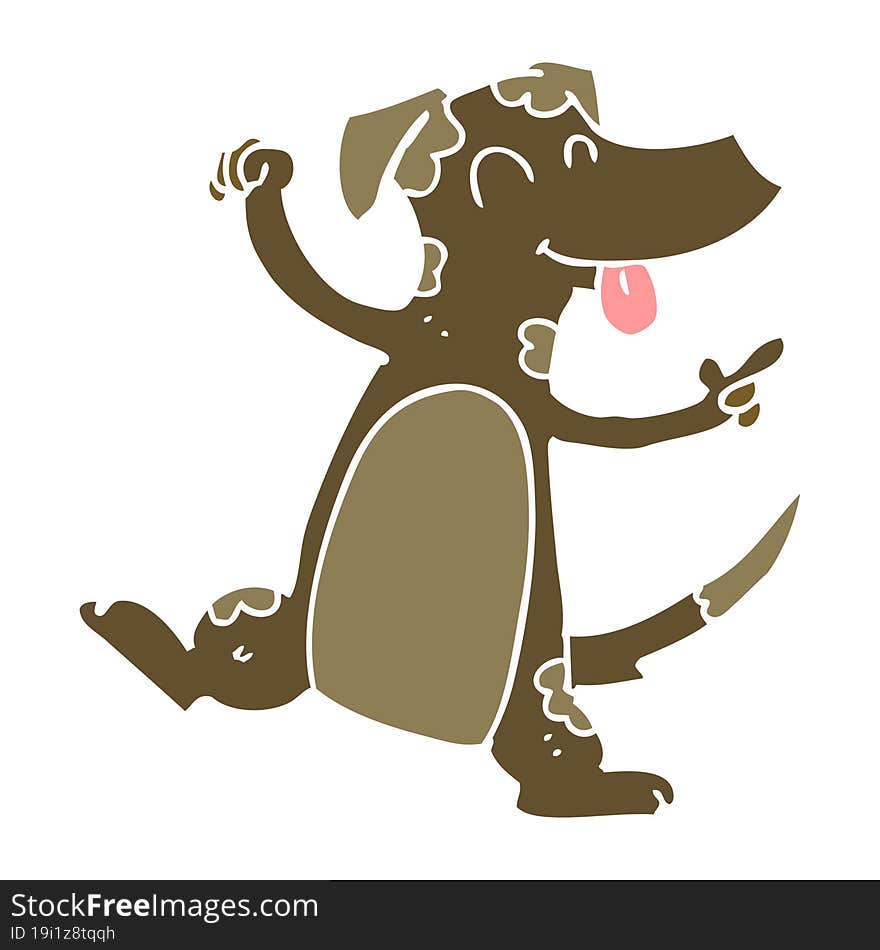 Flat Color Style Cartoon Dancing Dog