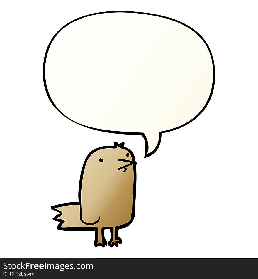 cartoon bird and speech bubble in smooth gradient style