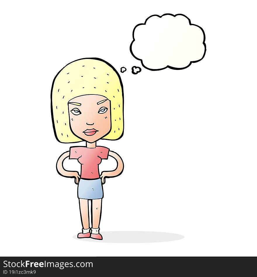 Cartoon Annoyed Woman With Thought Bubble