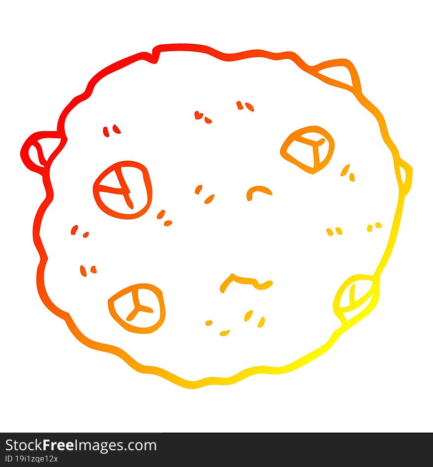 Warm Gradient Line Drawing Cartoon Chocolate Chip Cookie