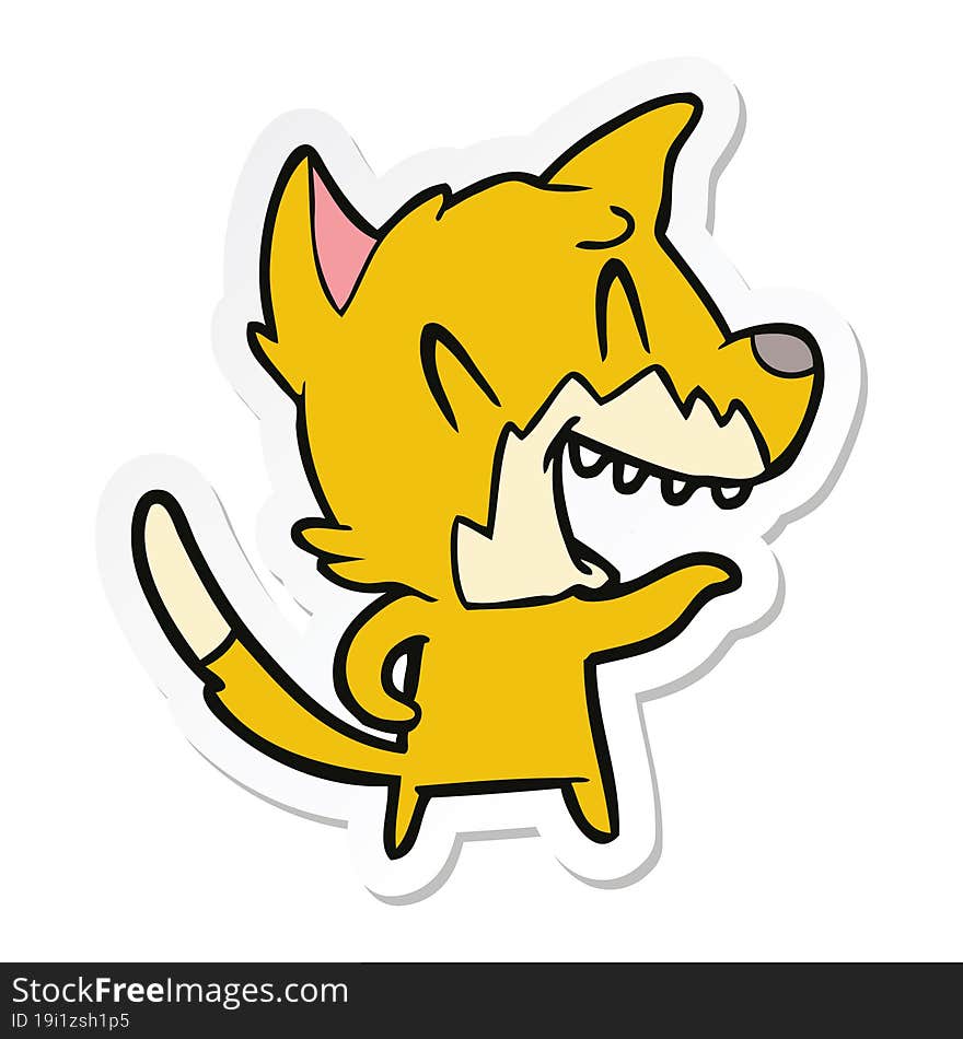 Sticker Of A Laughing Fox Cartoon