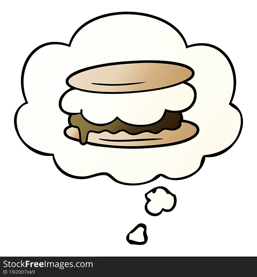 smore cartoon and thought bubble in smooth gradient style