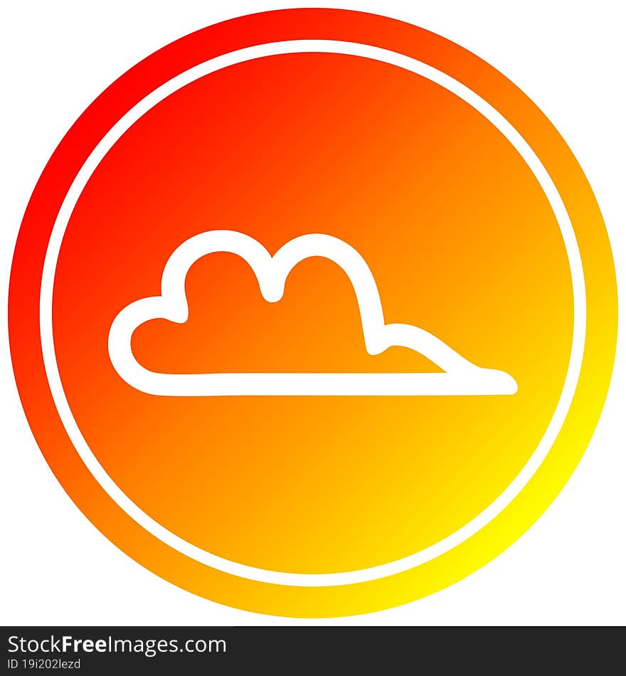 weather cloud circular icon with warm gradient finish. weather cloud circular icon with warm gradient finish