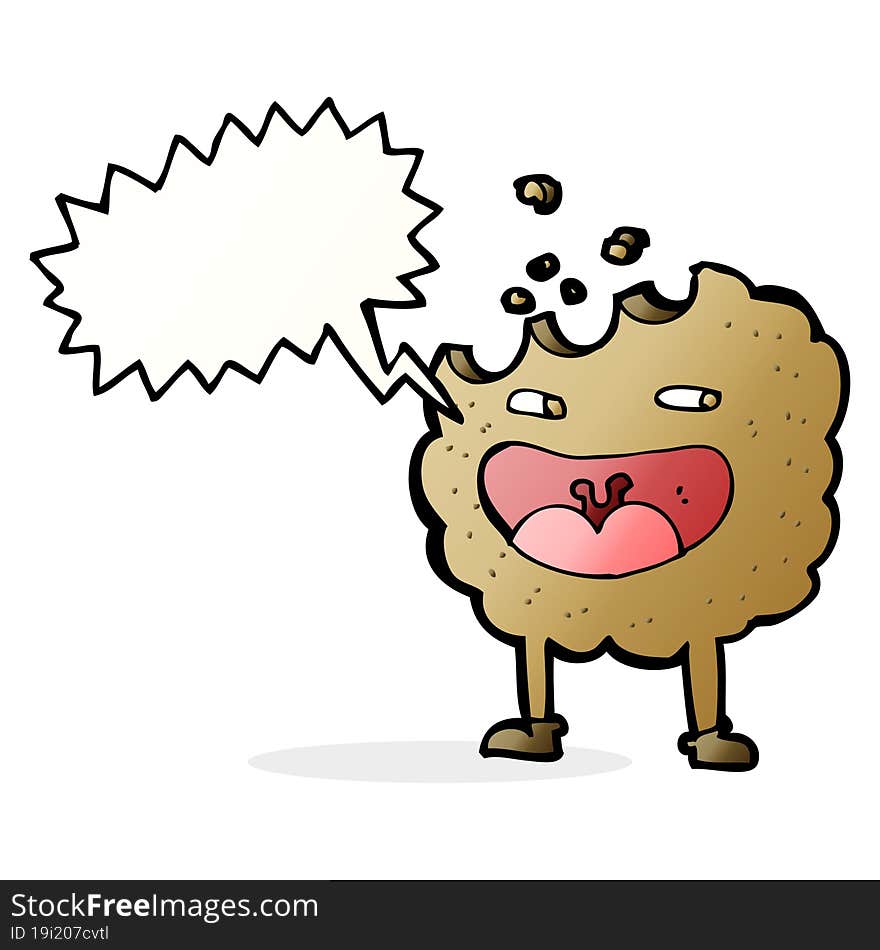 cookie cartoon character with speech bubble