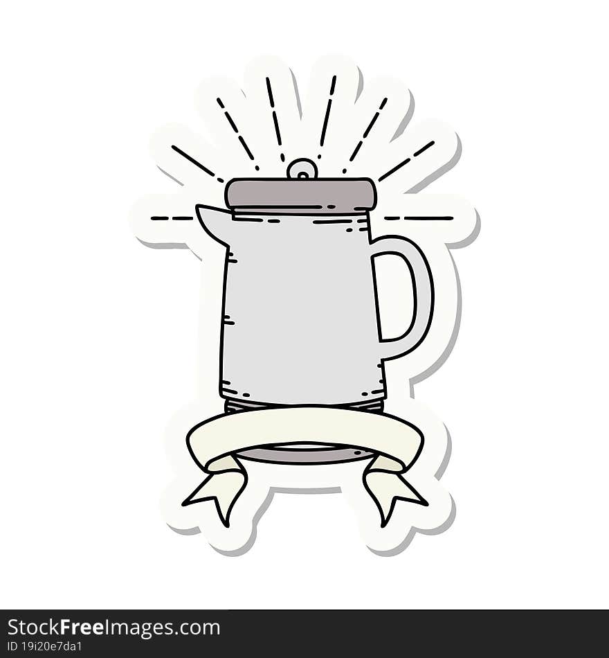 Sticker Of Tattoo Style Coffee Pot