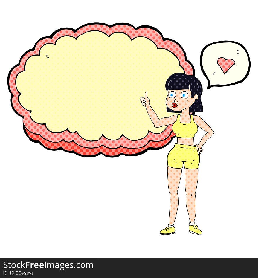 comic book speech bubble cartoon gym woman