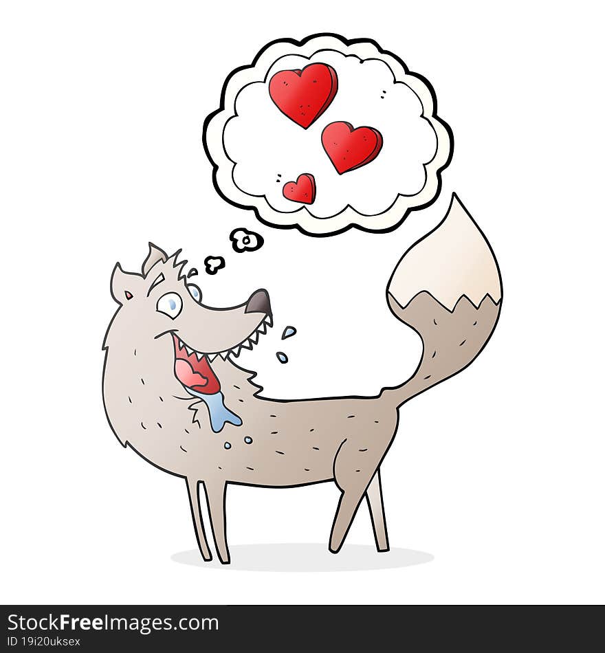 thought bubble cartoon wolf in love