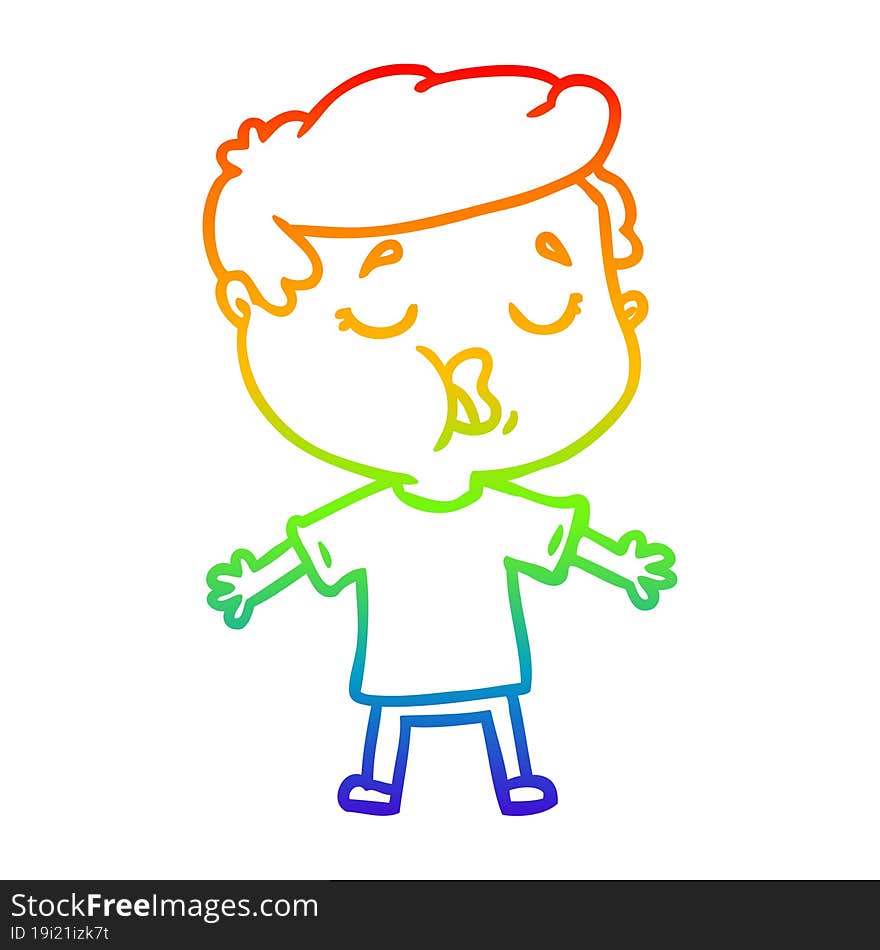 rainbow gradient line drawing of a cartoon man talking