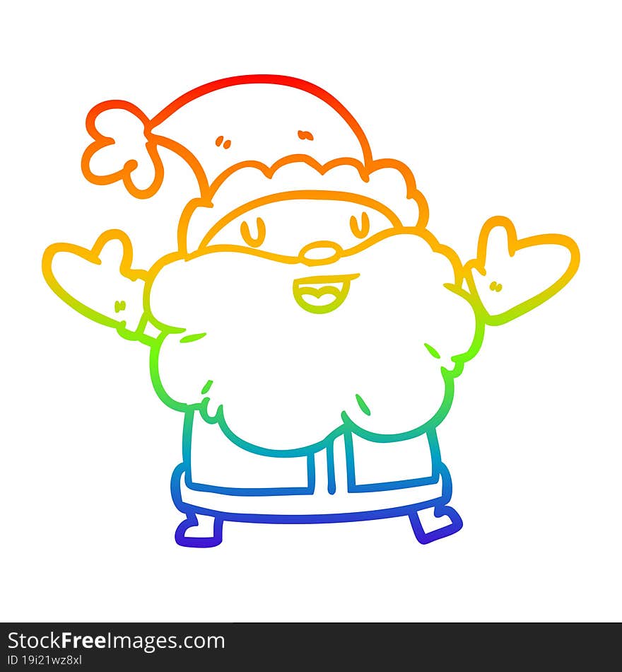 rainbow gradient line drawing santa claus