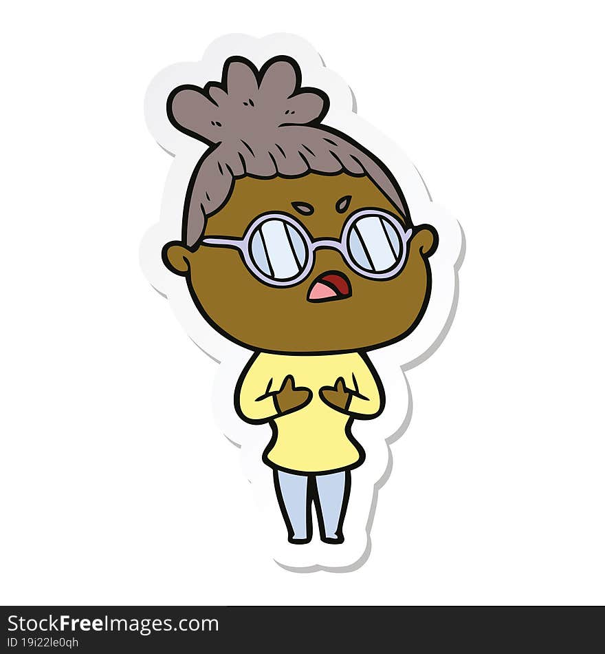 sticker of a cartoon annoyed woman