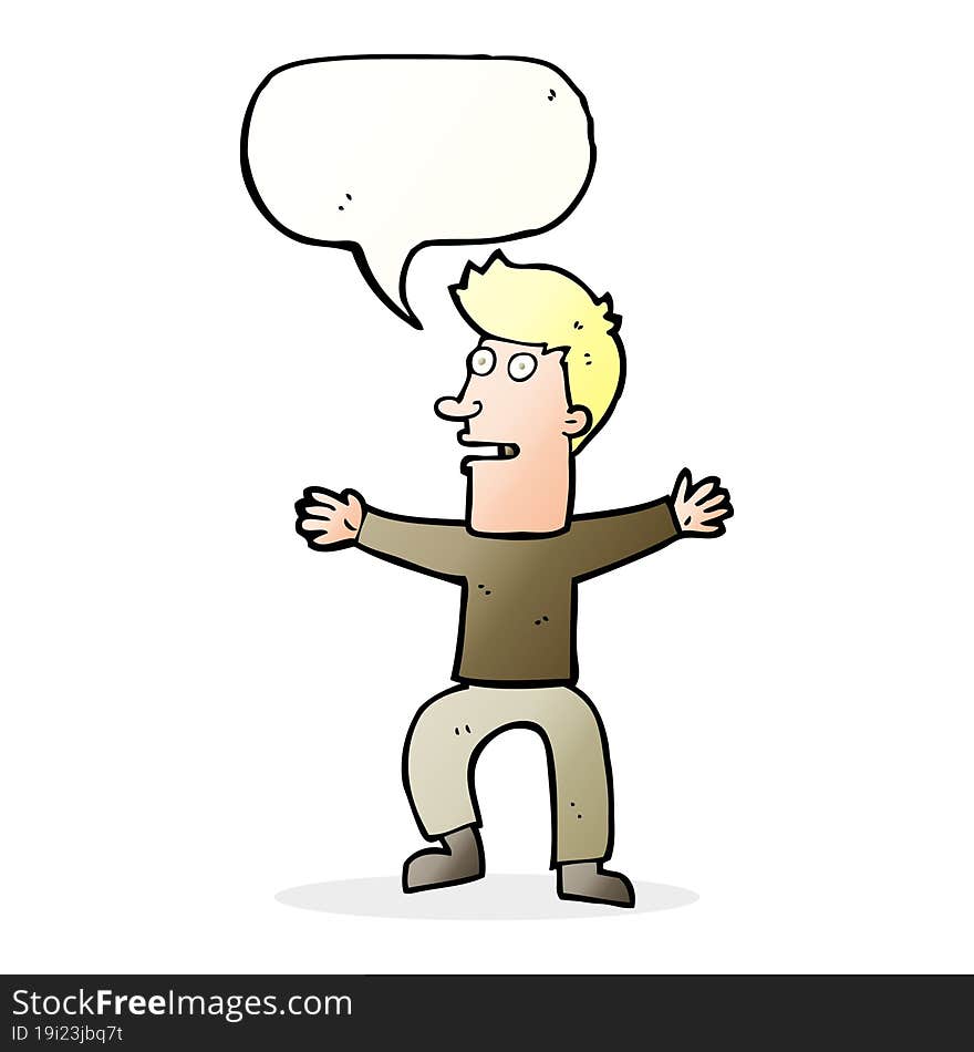 Cartoon Startled Man With Speech Bubble