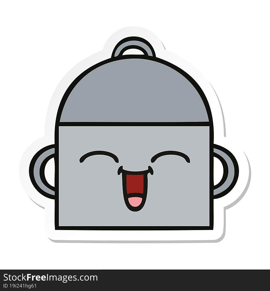 sticker of a cute cartoon cooking pot