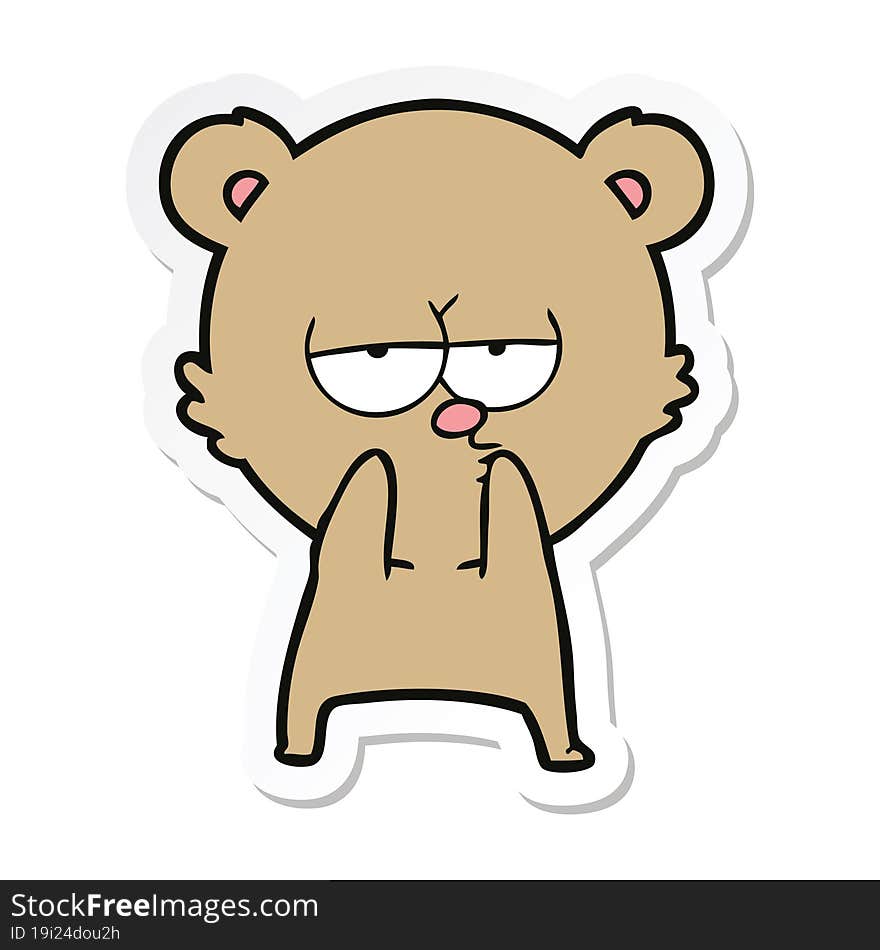 Sticker Of A Bored Bear Cartoon