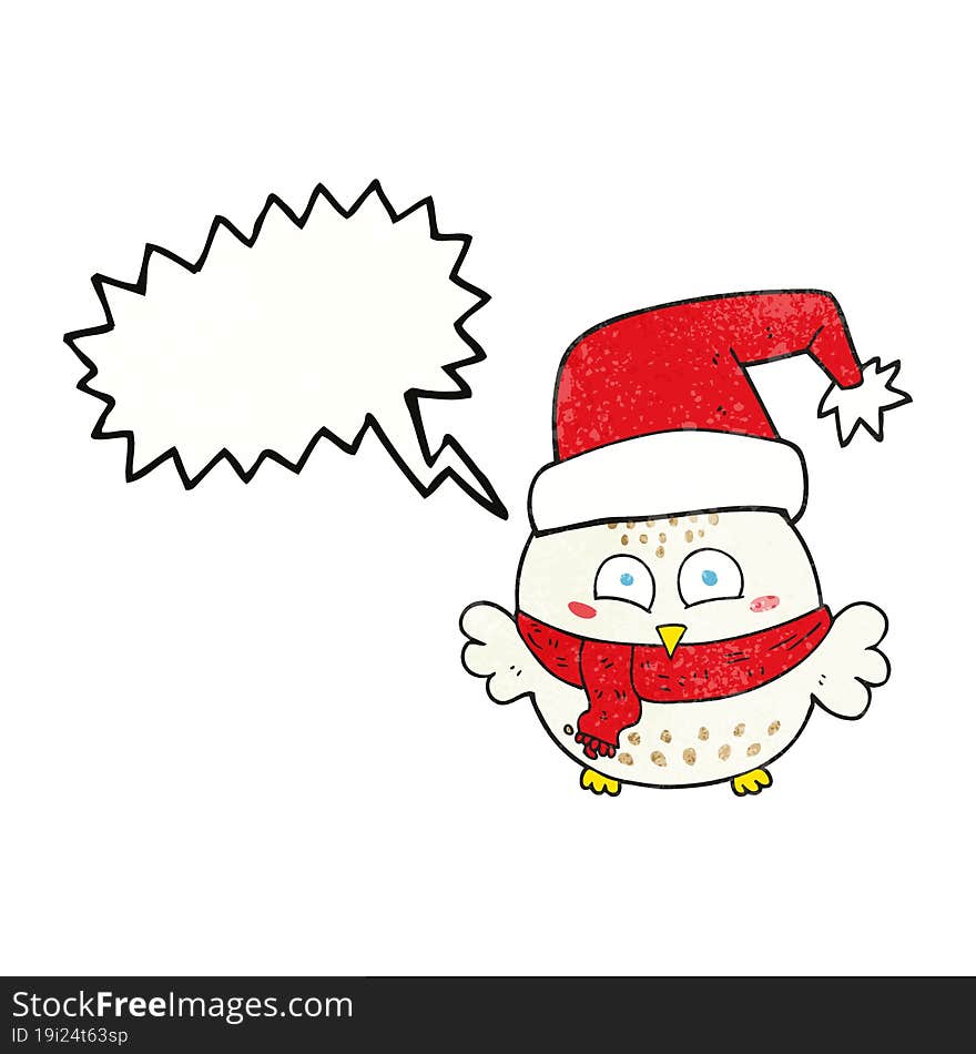 speech bubble textured cartoon cute christmas owl