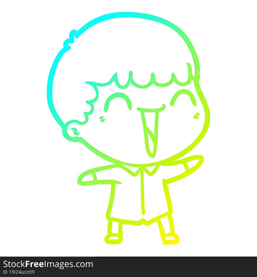 Cold Gradient Line Drawing Cartoon Happy Man