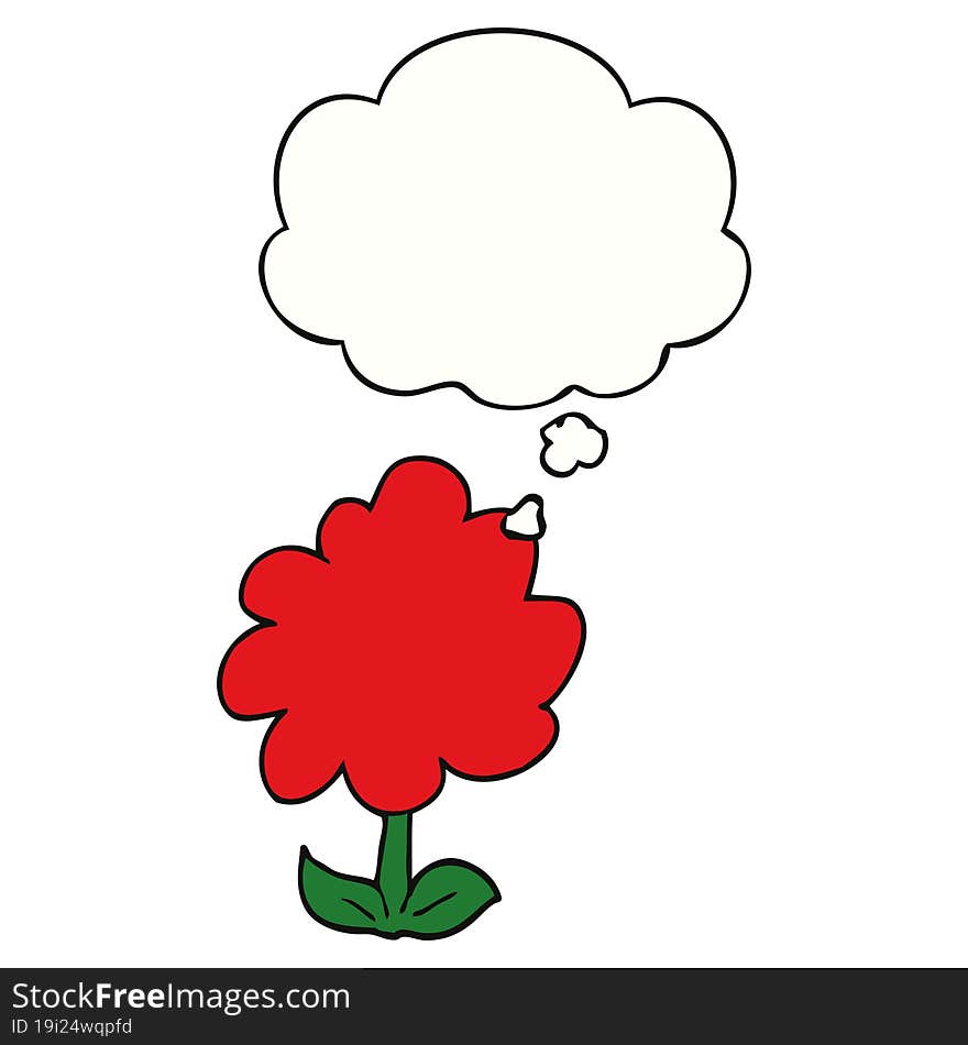 cartoon flower and thought bubble