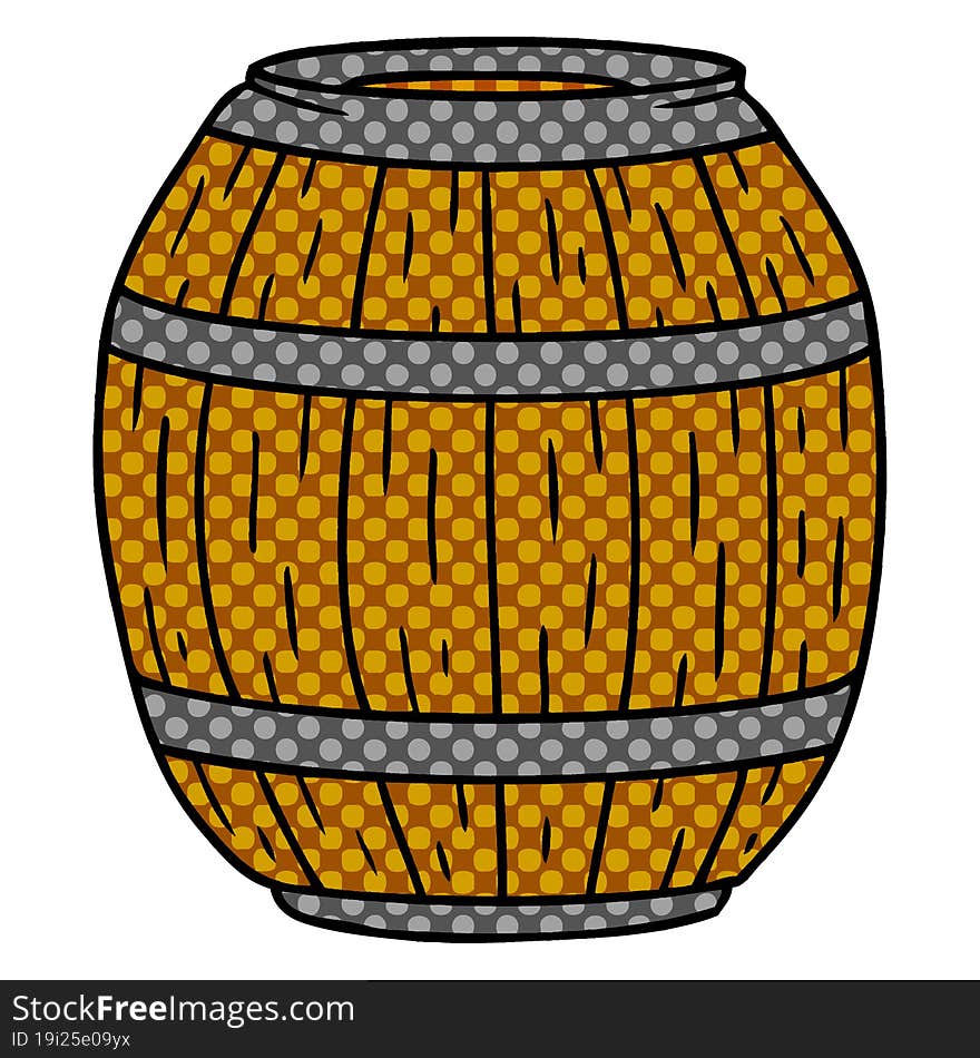 cartoon doodle of a wooden barrel