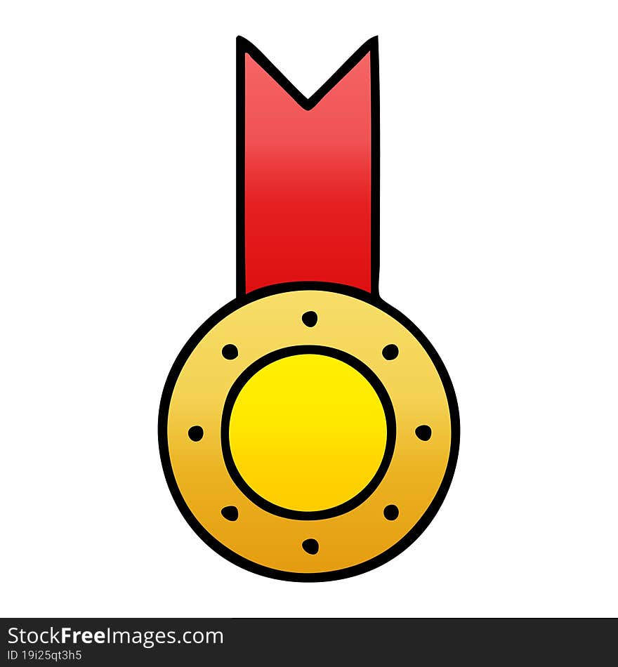 gradient shaded cartoon gold medal