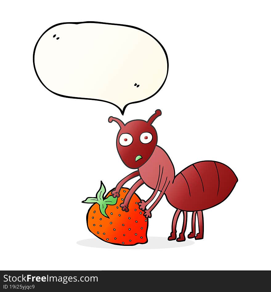 Speech Bubble Cartoon Ant With Berry