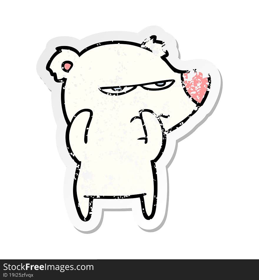 distressed sticker of a angry bear polar cartoon