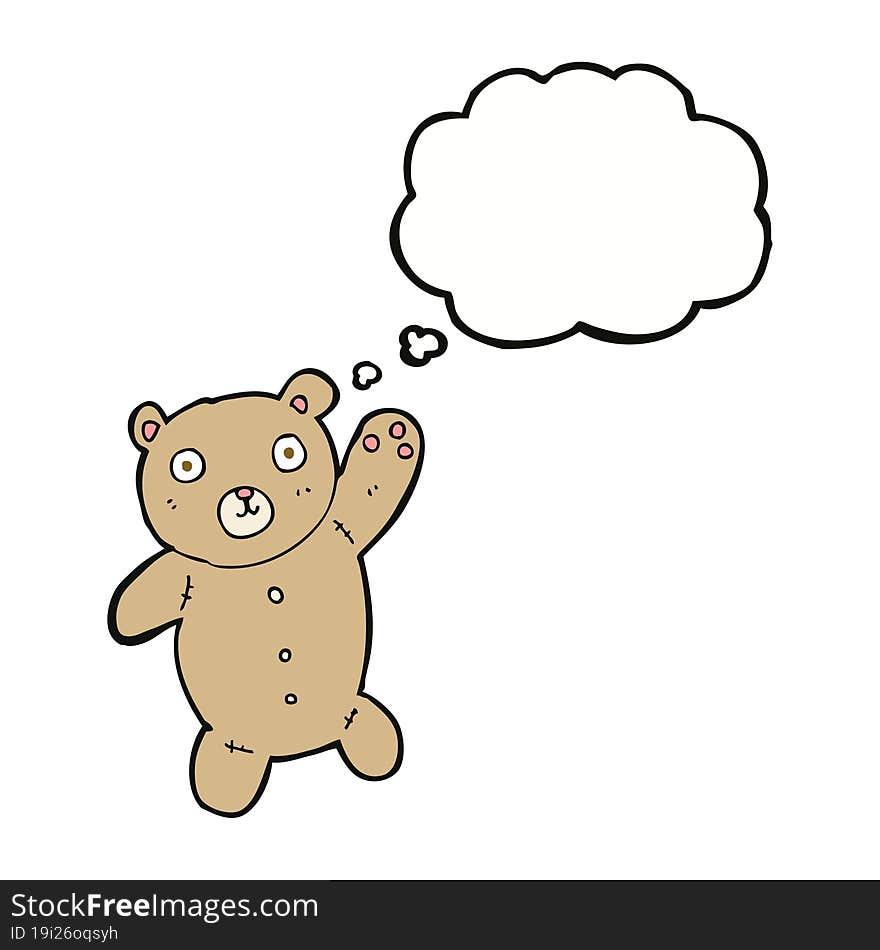 cartoon cute teddy bear with thought bubble