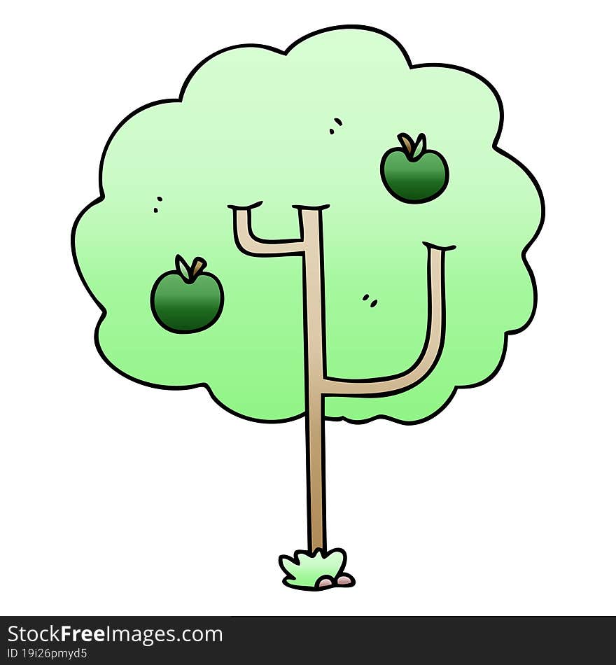 quirky gradient shaded cartoon tree