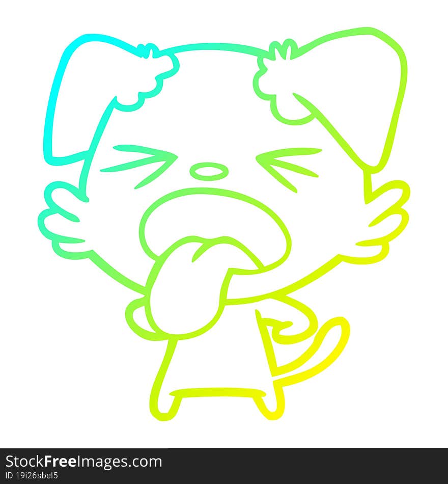 Cold Gradient Line Drawing Cartoon Disgusted Dog