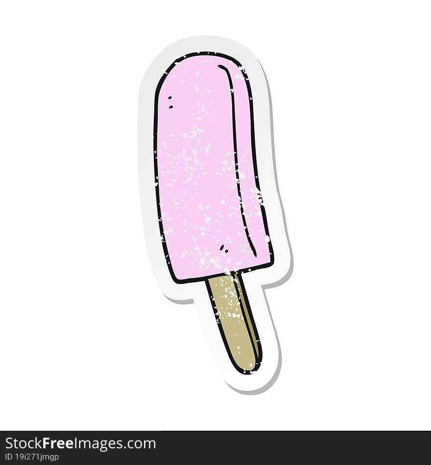 Retro Distressed Sticker Of A Cartoon Ice Lolly