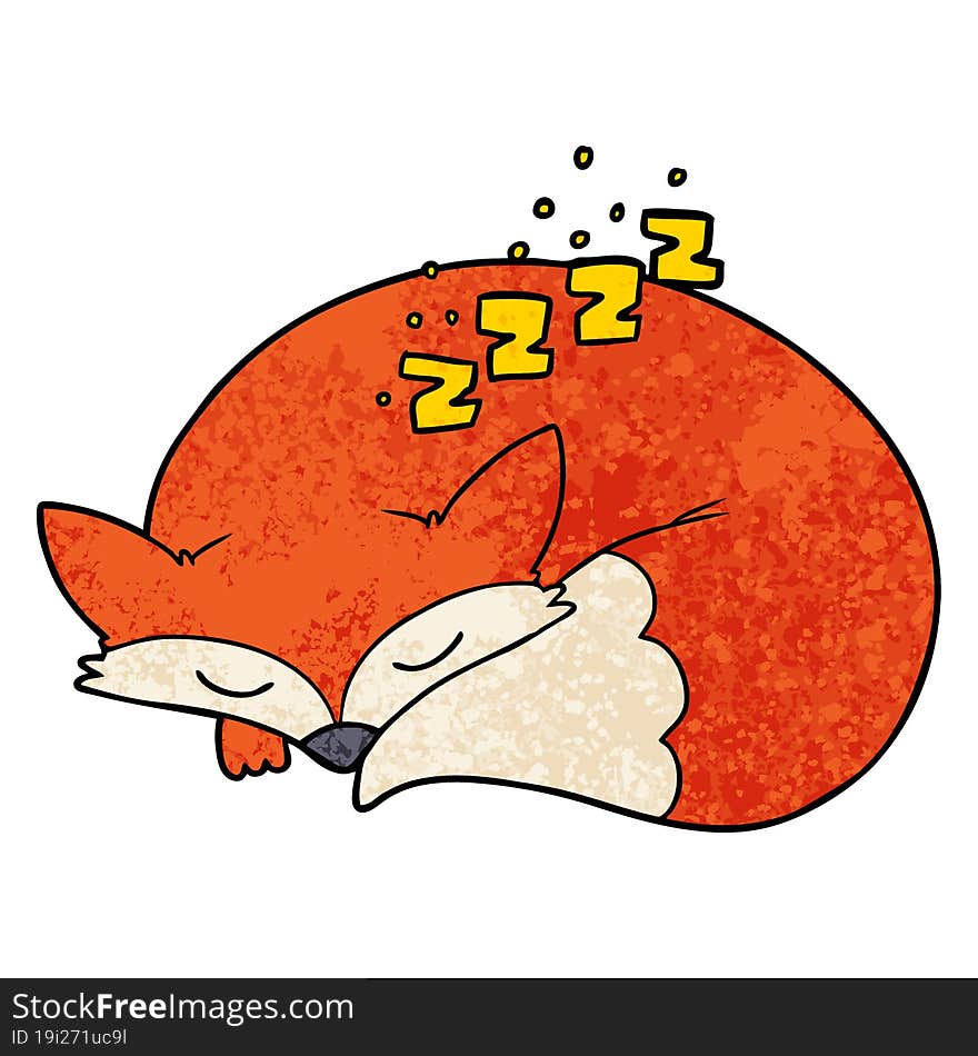 cartoon sleeping fox. cartoon sleeping fox