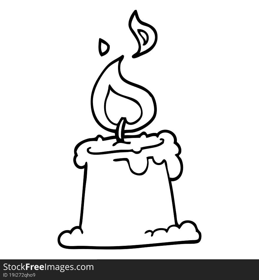 line drawing cartoon candle burning