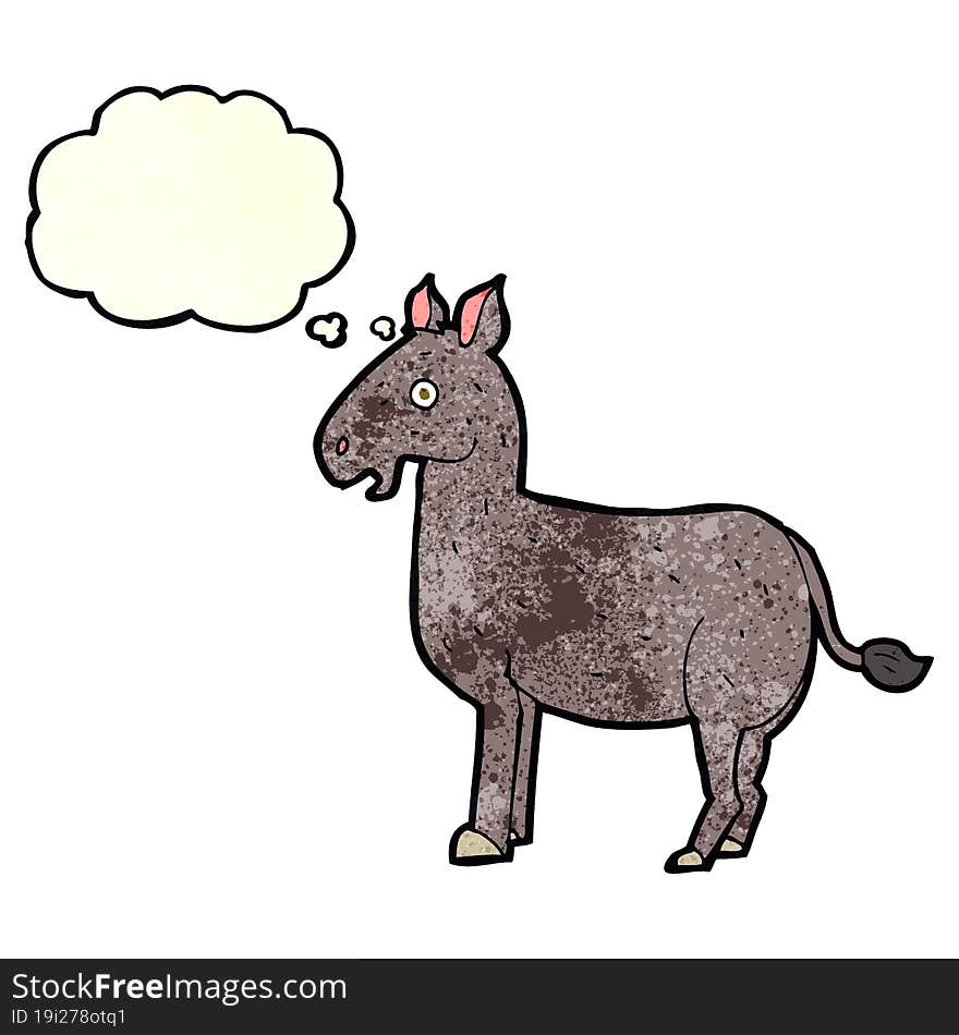 cartoon mule with thought bubble