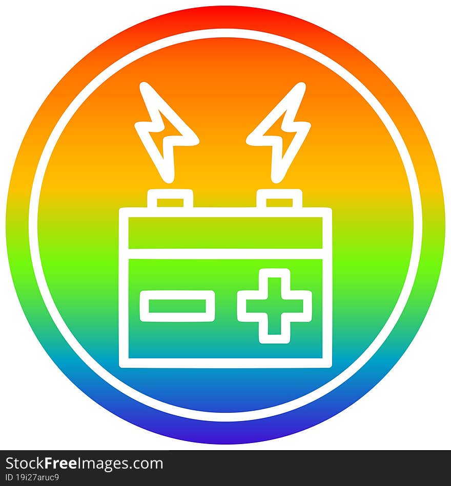 battery circular in rainbow spectrum