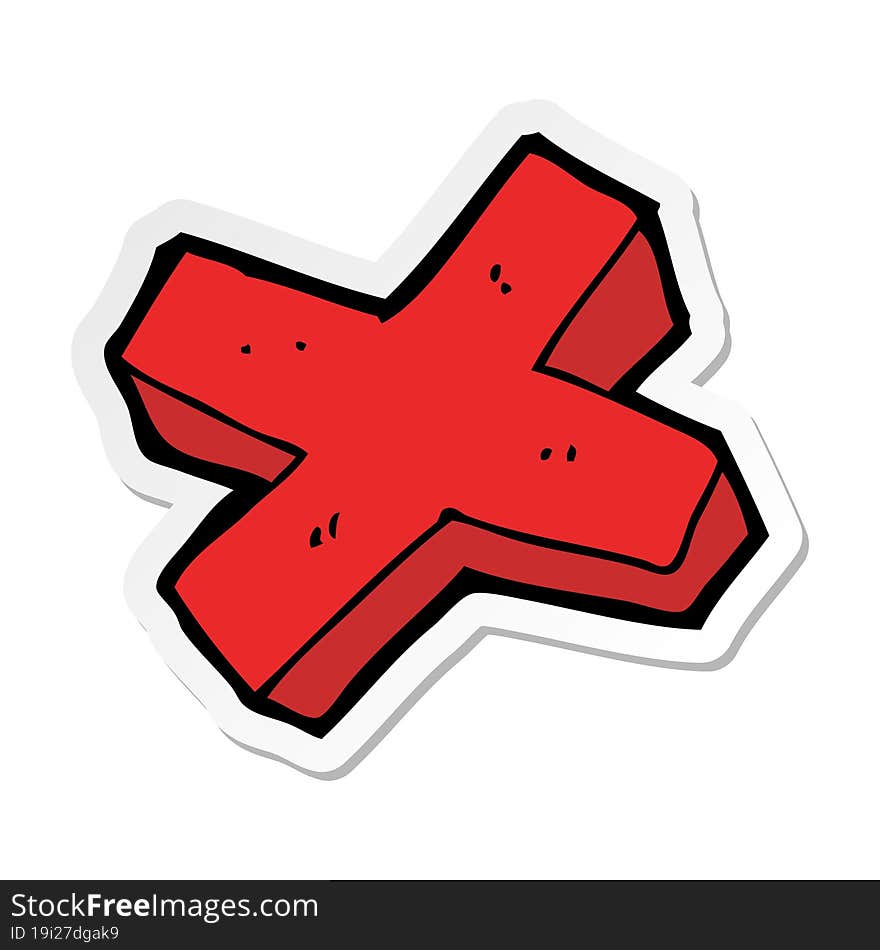 sticker of a cartoon negative cross symbol