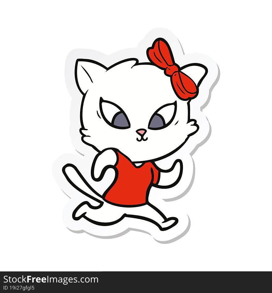 Sticker Of A Cartoon Cat