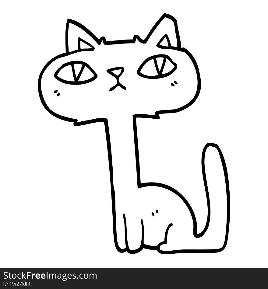 line drawing cartoon funny cat